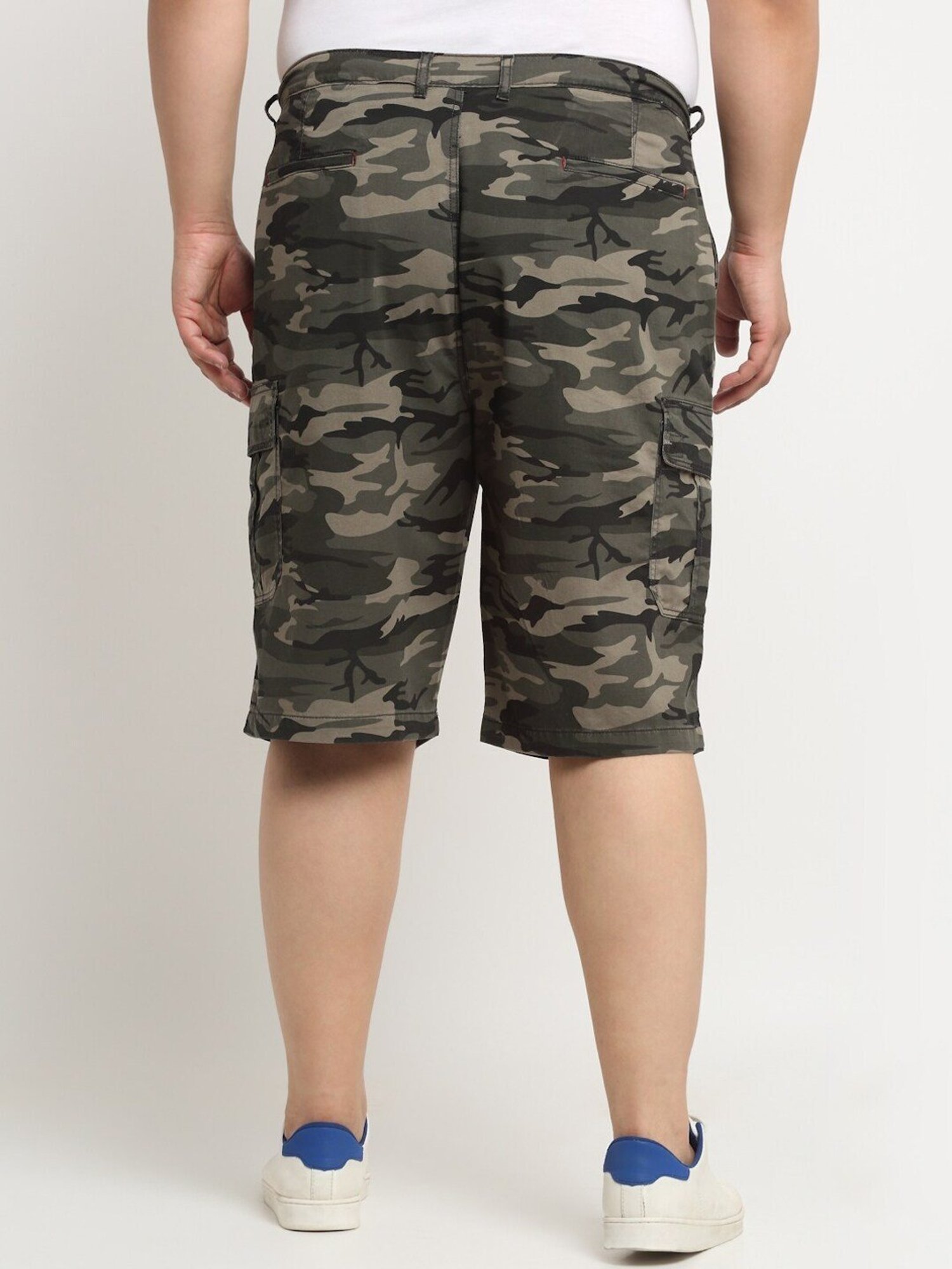 Melon by PlusS Green Cotton Regular Fit Camouflage Plus Size Capris
