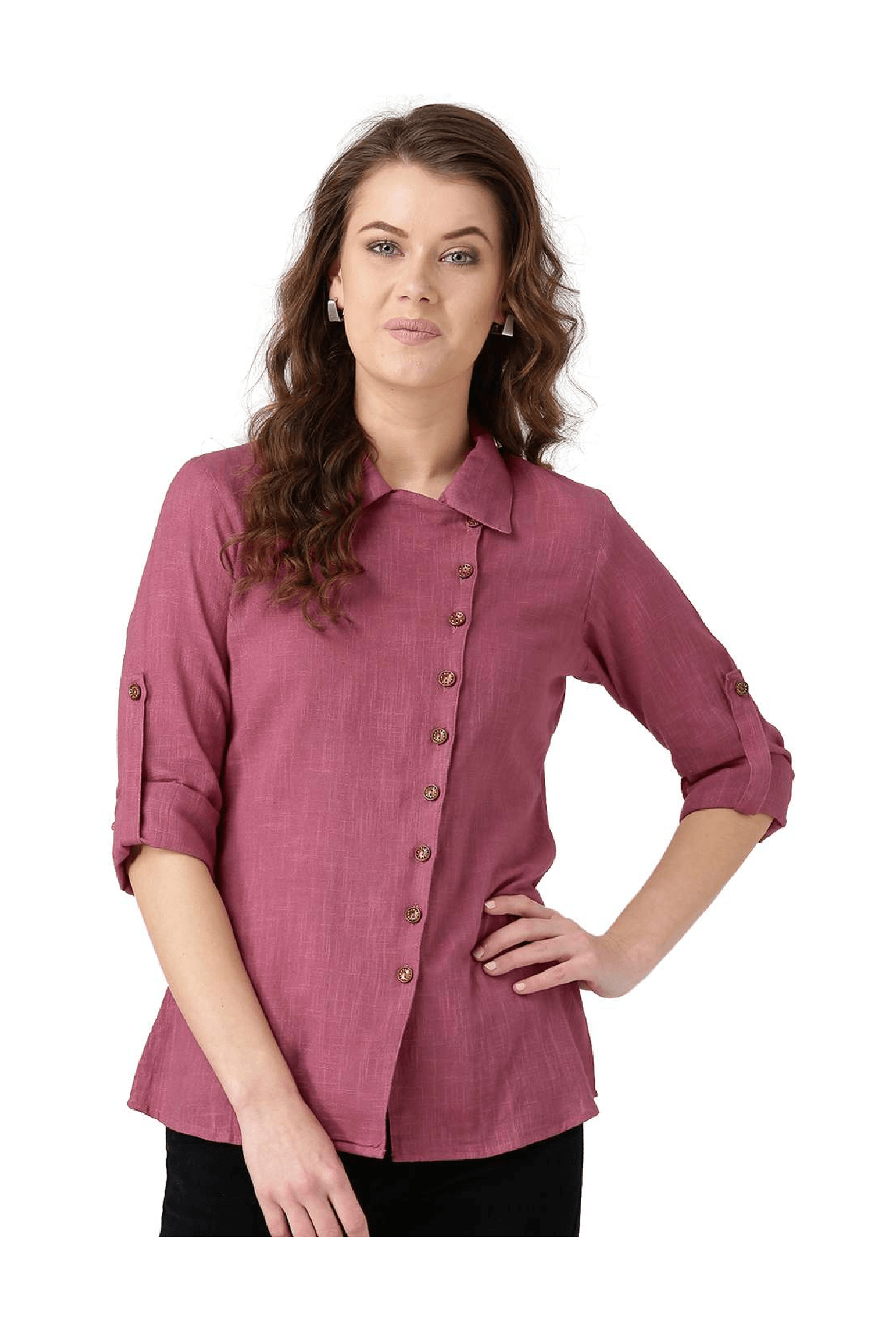 Jaipur Kurti Pink Textured Shirt