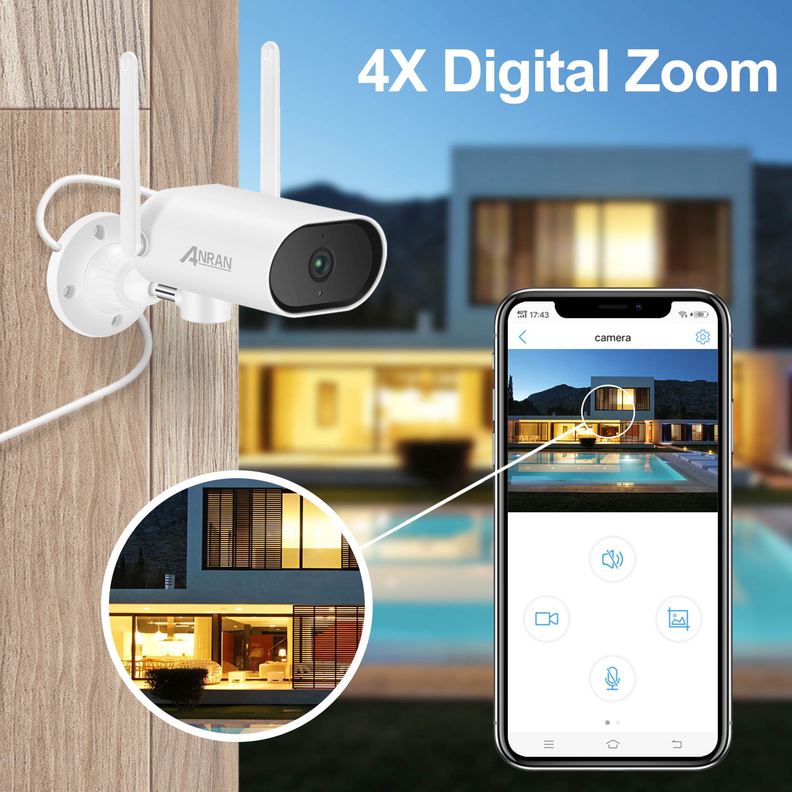 ANRAN 5MP IP Camera Wireless Security CCTV Camera WIFI Two Way Audio Waterproof Night Vision Outdoor