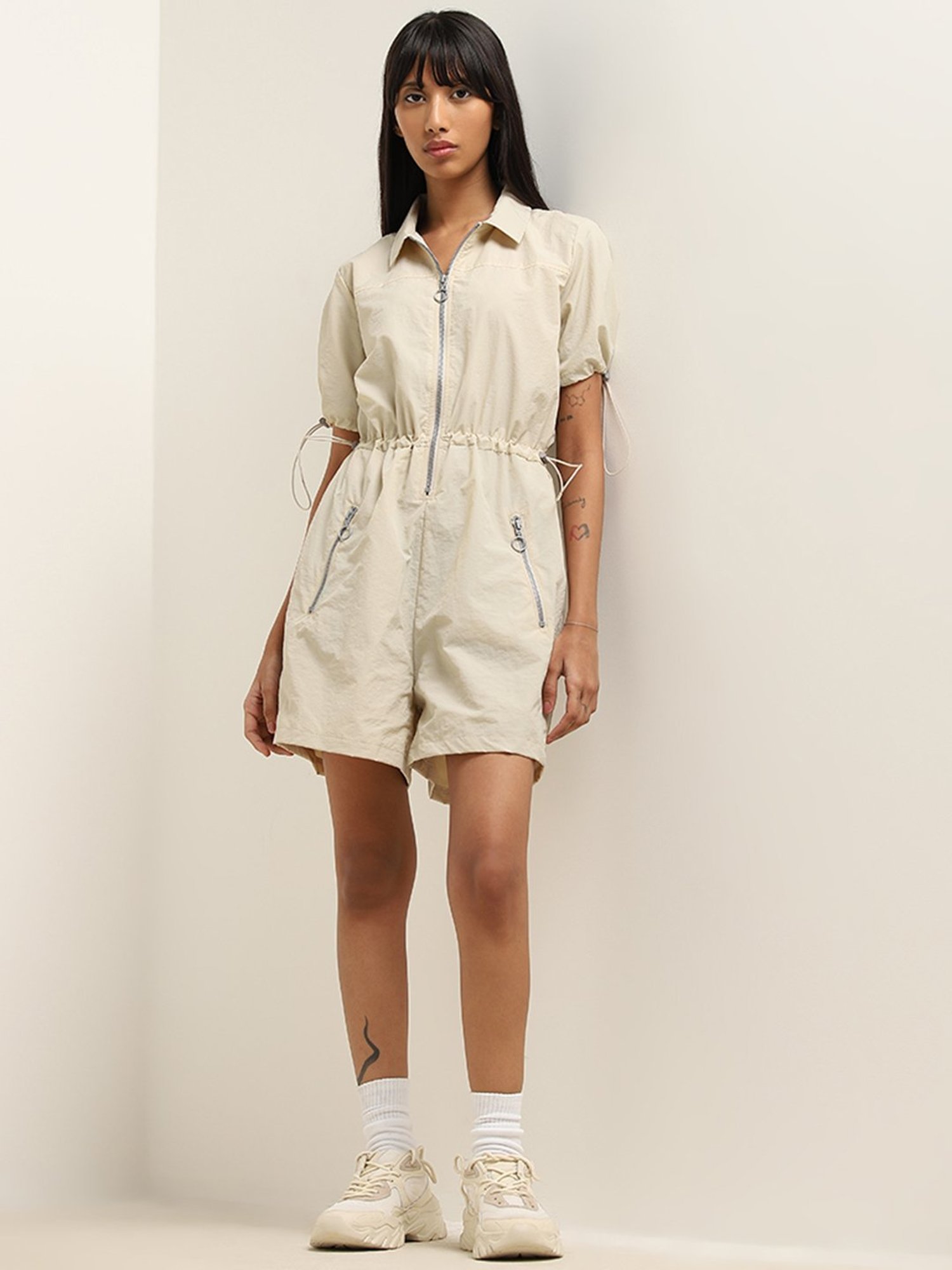 Studiofit by Westside Beige Solid Jumpsuit