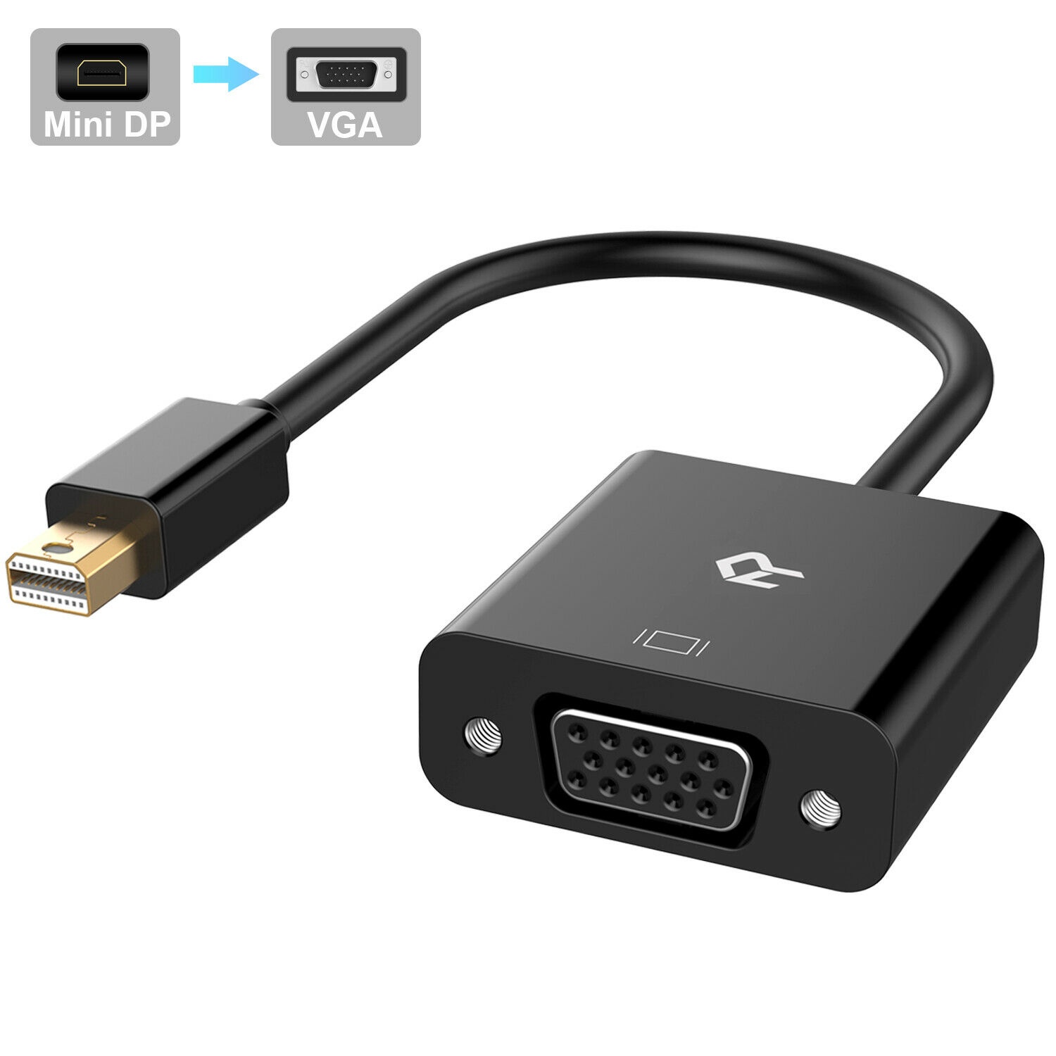 Rankie Mini DisplayPort (Mini DP) to VGA Adapter Gold Plated 1080P Black