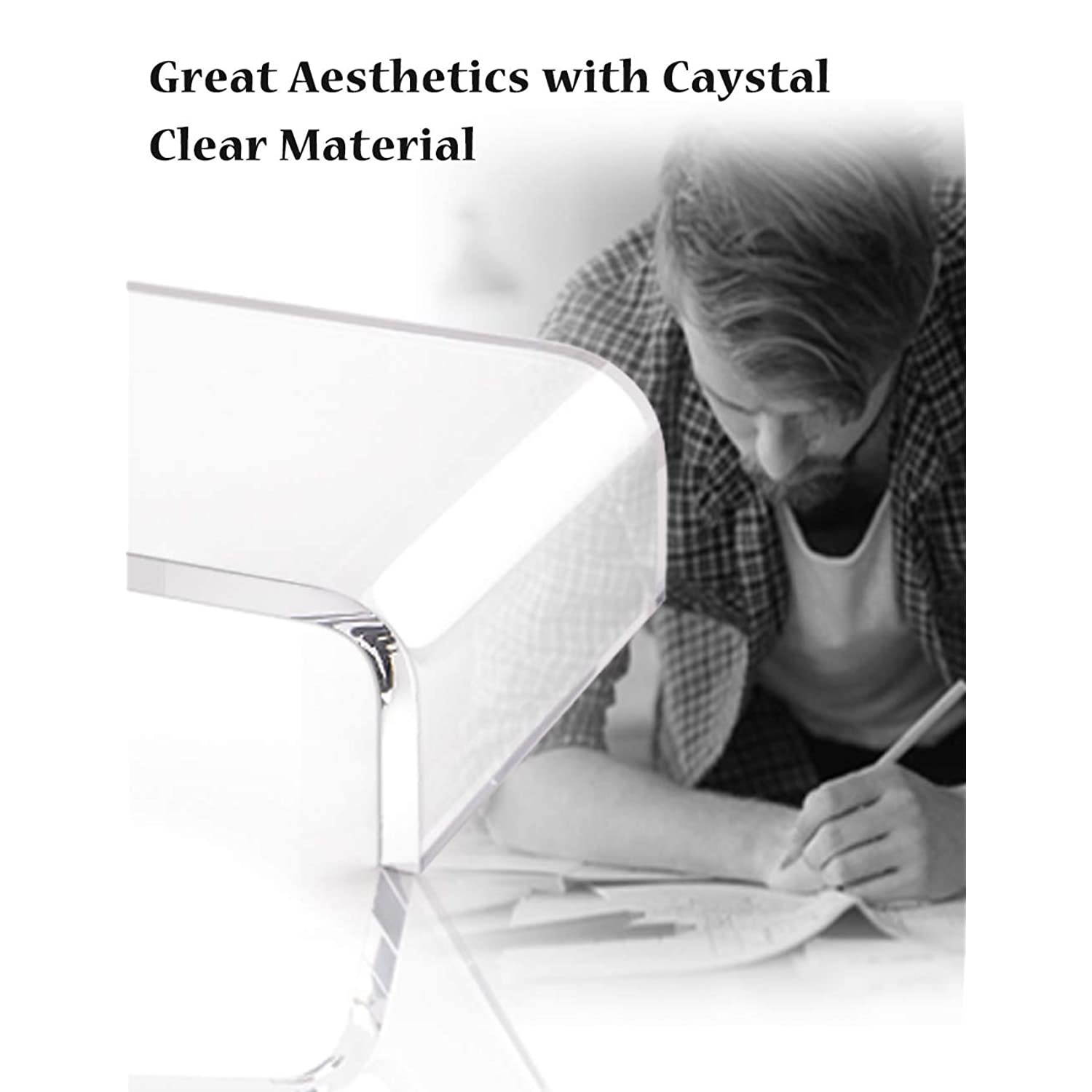 AboveTEK Premium Acrylic Monitor Stand, Custom Size Monitor Riser/Computer Stand for Home Office Business w/Sturdy Platform, PC Desk Stand for Keyboard Storage & Multi-Media Laptop Printer TV Screen