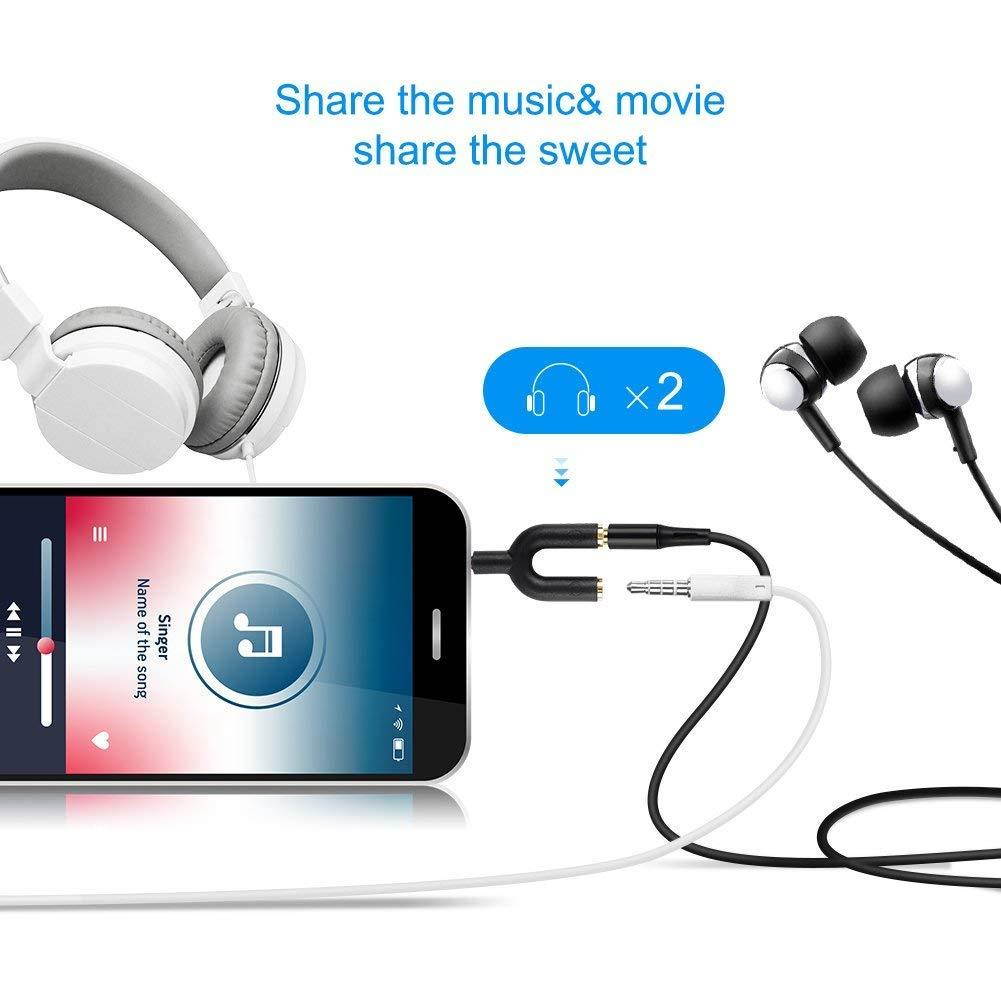 Headphone Splitter Adapter,CableCreation [3-Pack] Aux Stereo Y Jack Splitter Adaptor 3.5mm Male to 2 Port 3.5mm Female Compatible with Headset,Earphone, iPhone,iPad, Samsung, LG, Tablets, MP3 Players