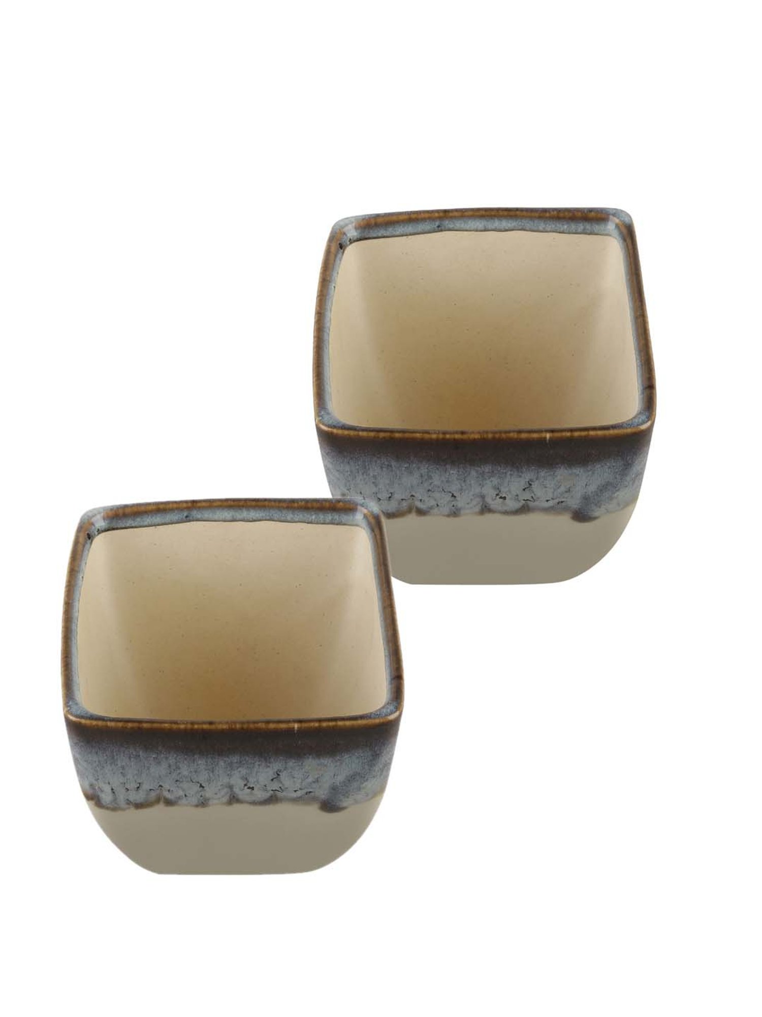 VarEesha Cream & Sky Blue Ceramic Planter Pot - Set of 2