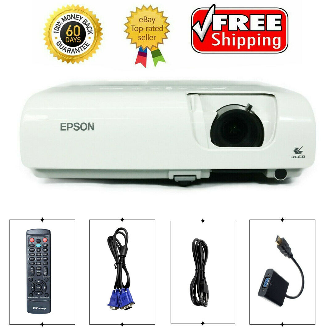 Epson PowerLite S5 3LCD Projector 2000 ANSI Lumens 800 x 600 1080i  HD HDMI Professional Gaming Home Movie Theater with Accessories bundle