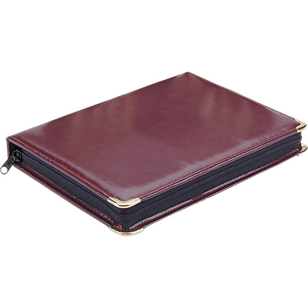 Portable Zippered Key Case, 48-Key, Leatherette, Burgundy