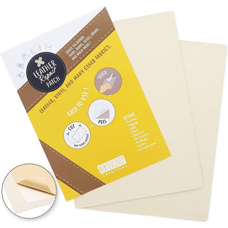 Self-Adhesive Patch for Leather and Vinyl Repair (8 x 11 in, 2 Packs)