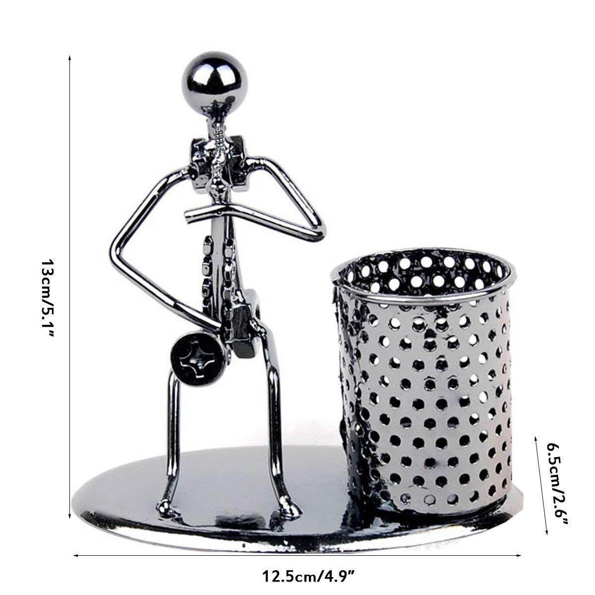 Pen Container Holder Pencil Cup Iron Art Music Figure~Home Office Desk Decor Gift C78(Saxophone)