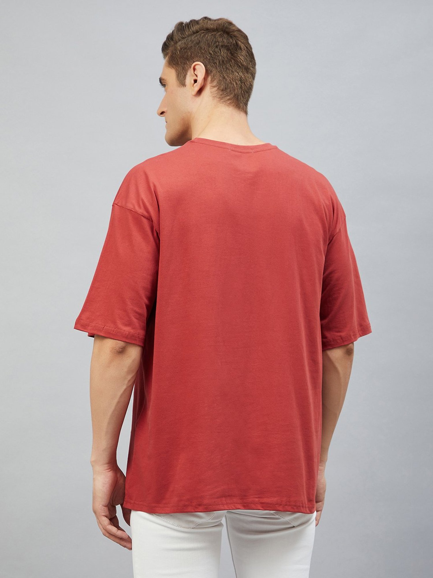CHIMPAAANZEE Red Loose Fit Oversized Crew T-Shirt