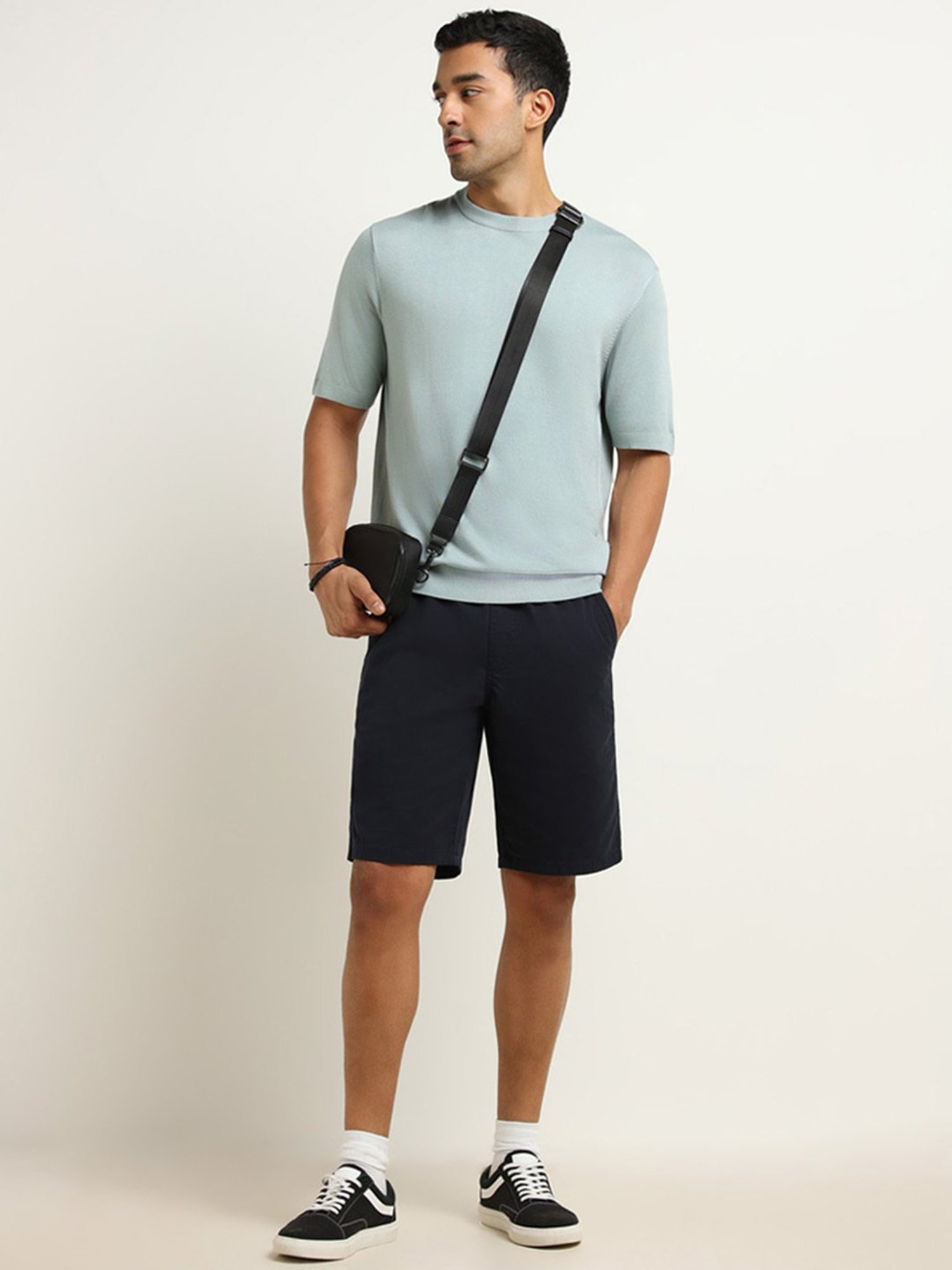 WES Formals by Westside Green Slim-Fit Ribbed T-Shirt