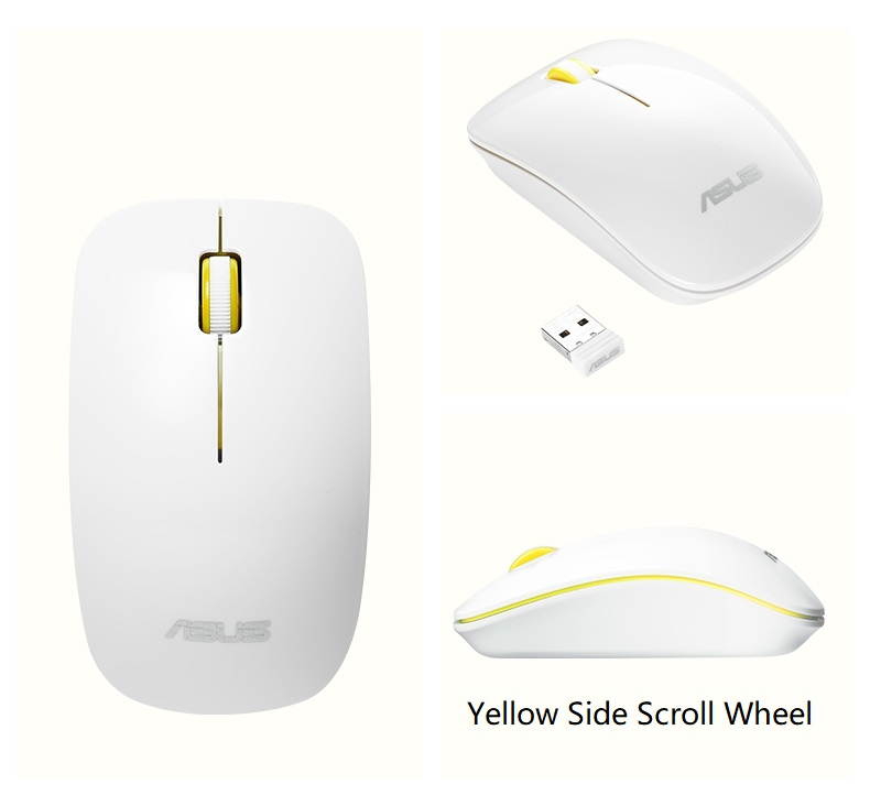 Asus UT220 Ergonomic Design, Classic Exterior 2.4GHz 10m 1600DPI Wireless Mouse  For Office And Game, High Compatibility Support PC, and Laptop  - White, Green Side Scroll Wheel
