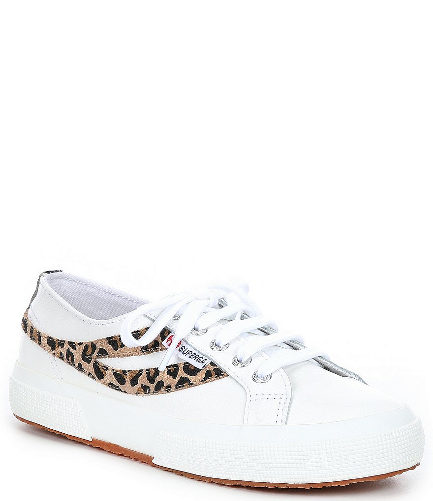 Superga Women's 2953 Nappa Leather Leopard Suede Lace-Up Sneakers