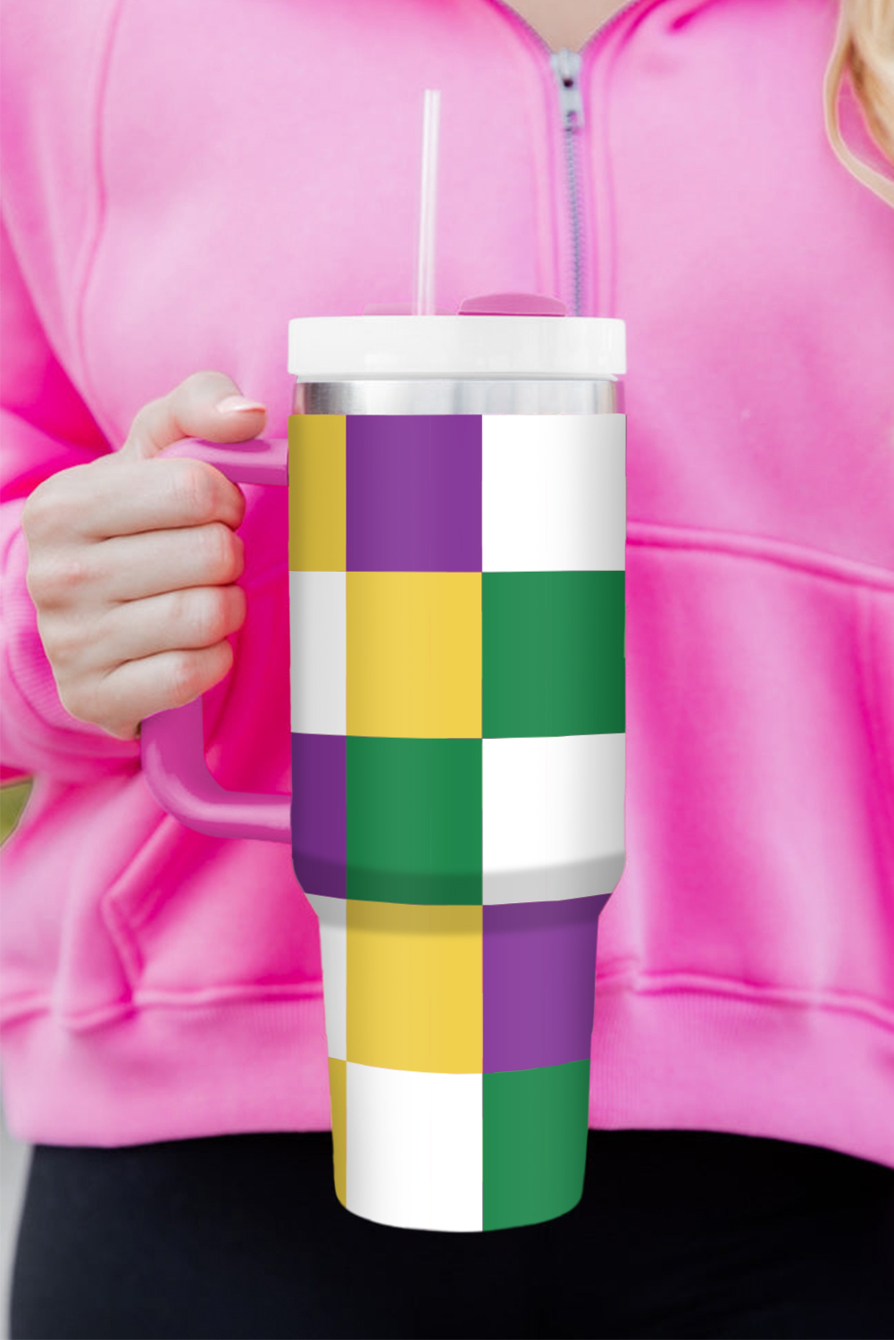 Rose Red Valentines Heart Printed Thermos Cup with Handle