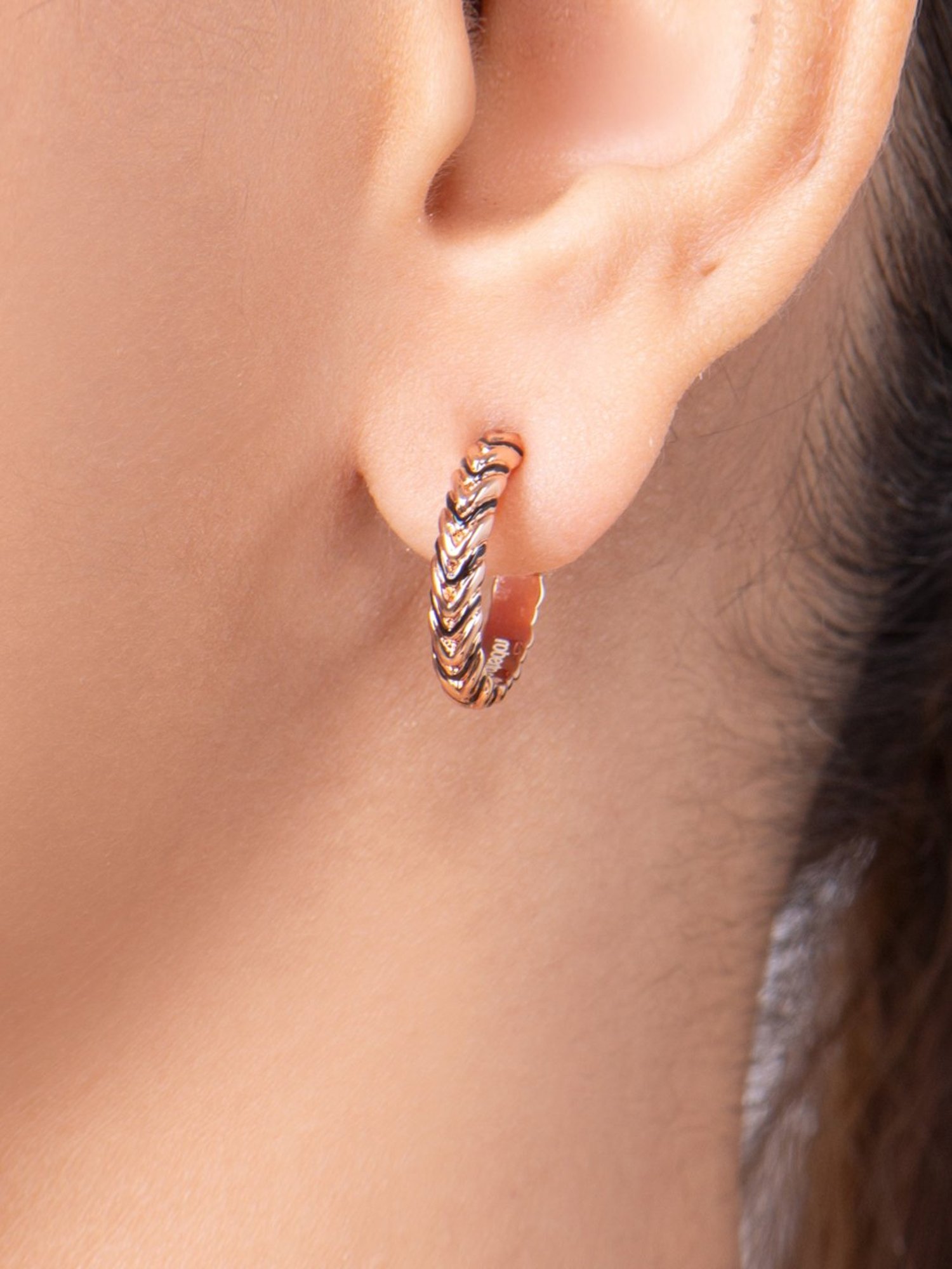 Roberto Cavalli Rose Gold RC Zebra Hoop Earrings