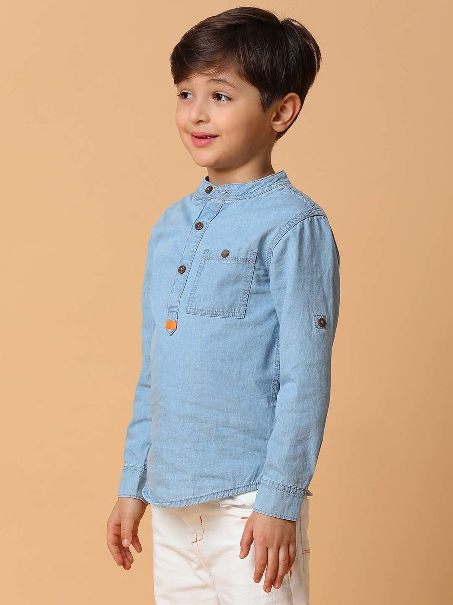 Tales & Stories Kids Blue Cotton Regular Fit Full Sleeves Shirt