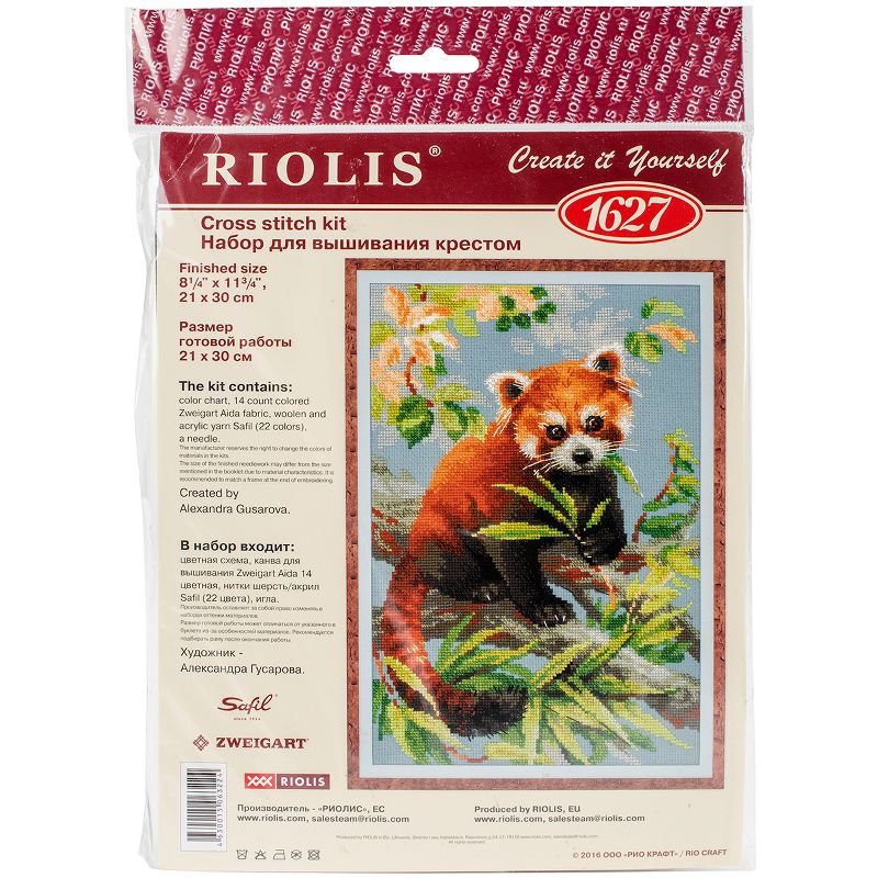 RIOLIS Counted Cross Stitch Kit 8.25"X11.75"-Red Panda (14 Count)