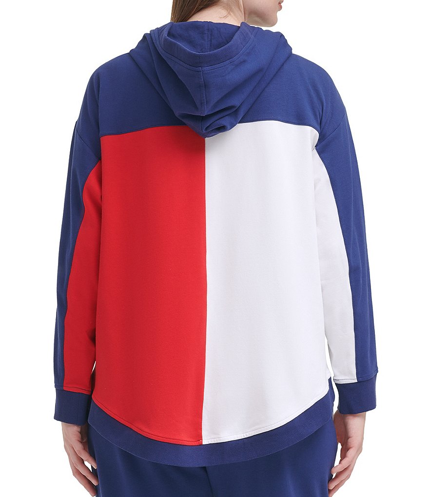 Tommy Hilfiger Sport Plus Size Colorblock Long Sleeve Zip Up Hoodie Jacket