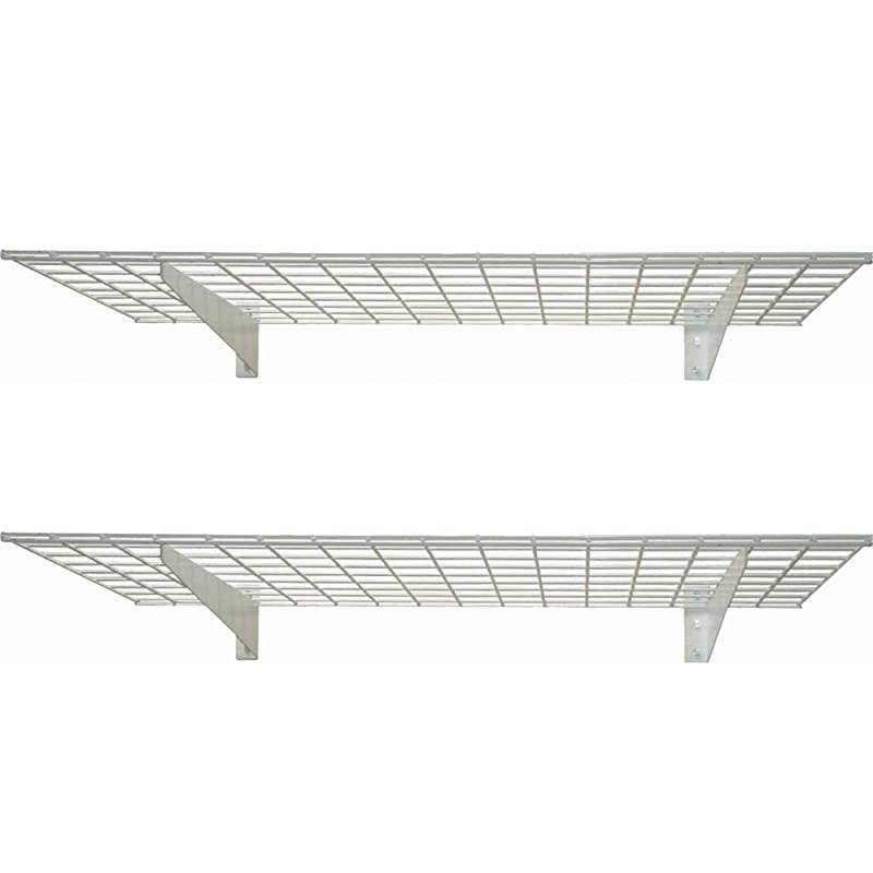 00967 45-Inch by 15-Inch Steel Wall Shelf for Garage Storage, Low-Profile Brackets, Off White, 2-Pack