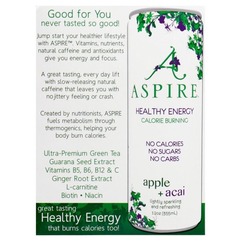 Aspire Healthy Energy Apple + Acai - 4pk/12 fl oz Cans