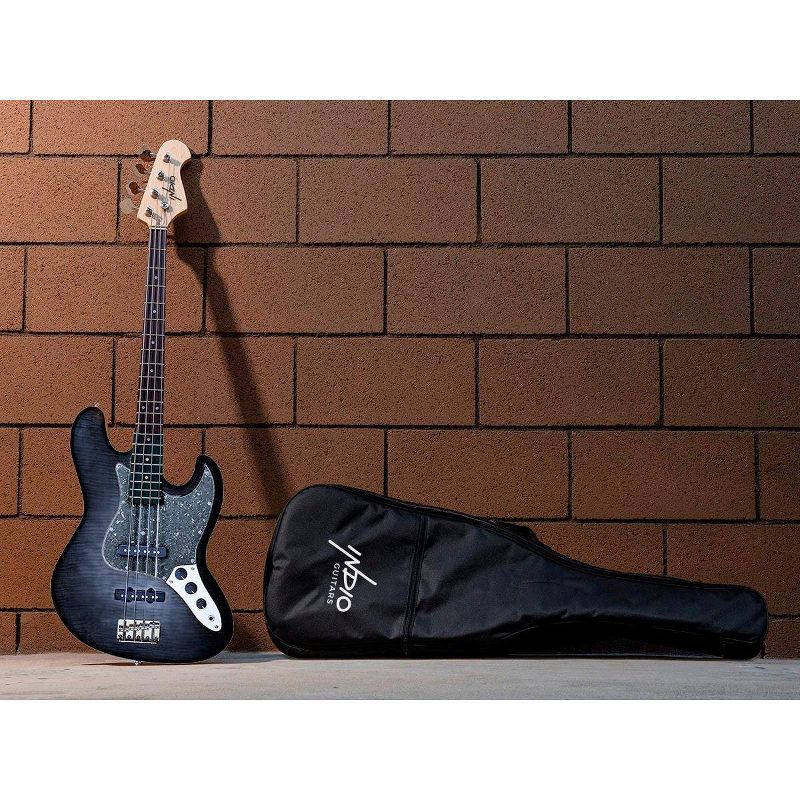 Monoprice Indio Jamm Flamed Maple Electric Bass - Charcoal, With Gig Bag