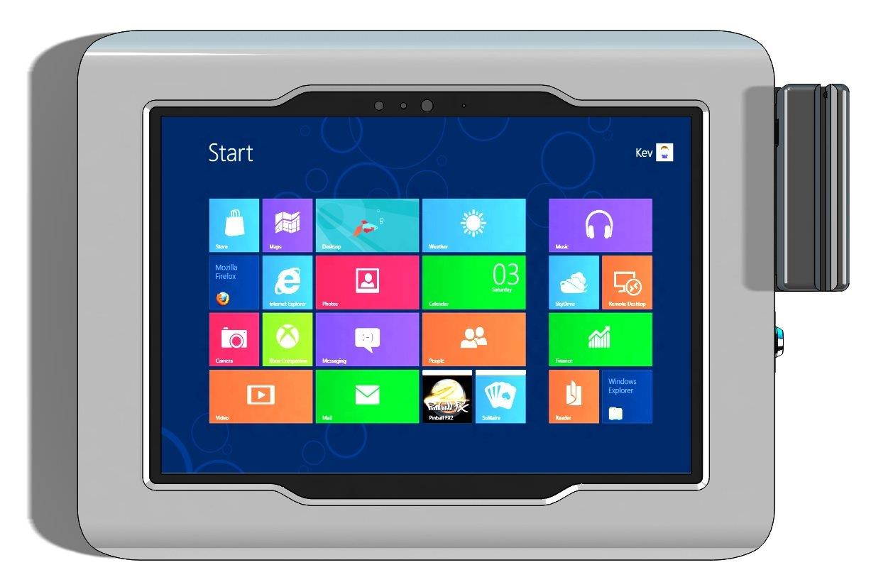 Dell Venue 10 Pro Security Wall Mount Metal Enclosure with VESA support for Kiosk, POS, Show, Store Display (White w Dynamag Adapter)