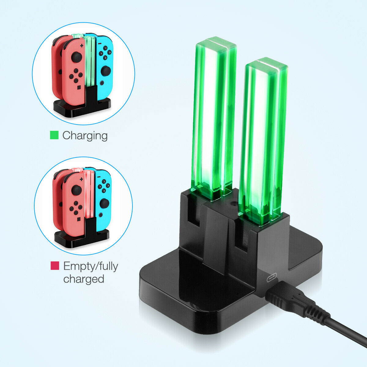 For Nintendo Switch Joy-con 4 Port Controller Charger Charging Dock Station