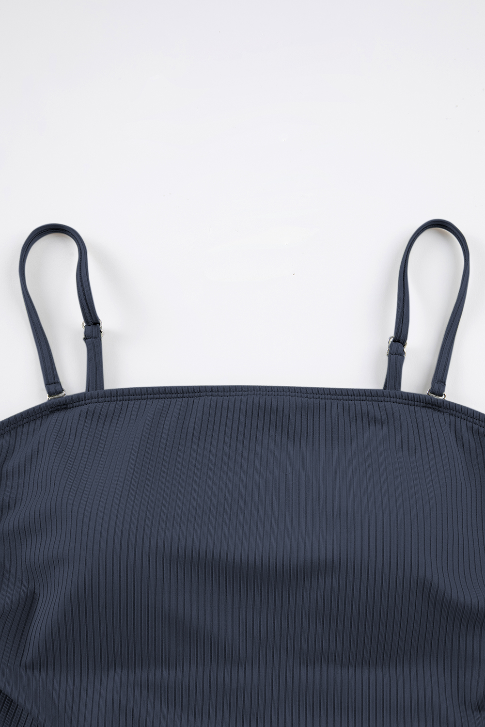 Navy Blue Side Drawstring Cutout Ribbed One Piece Swimsuit