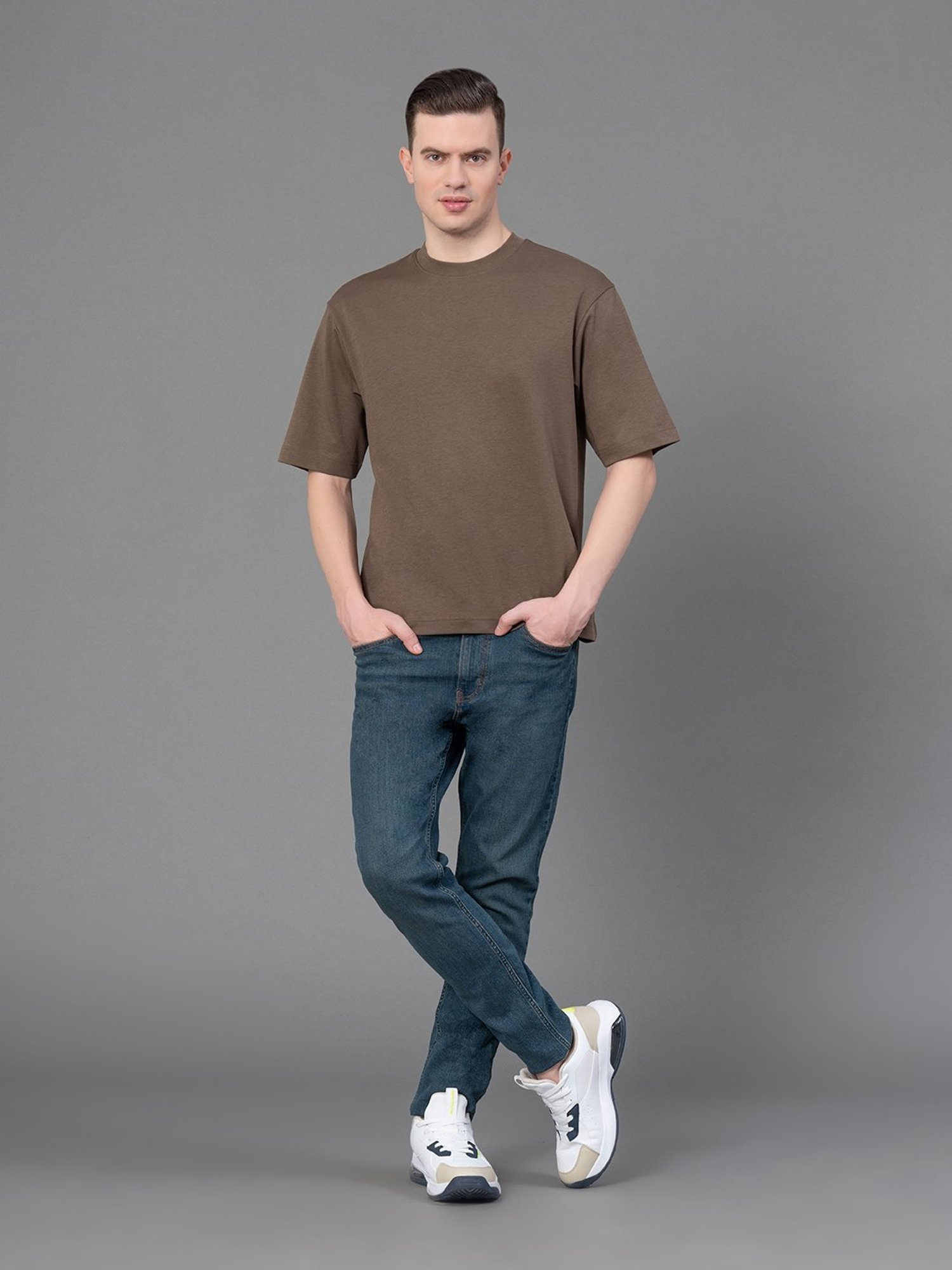 Red Tape Deep Olive Loose Fit Crew T-Shirt