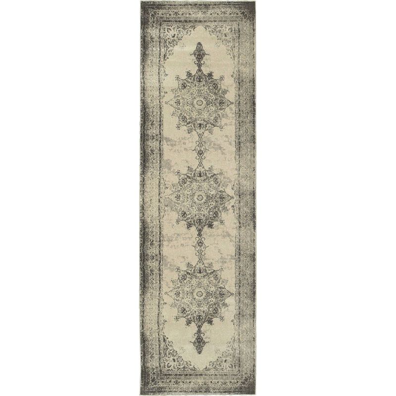 2'2"x8' Runner Swirl Loomed Rug Ivory/Black - Safavieh