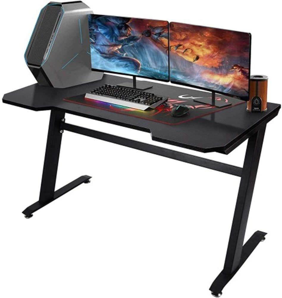 Onewell Gaming Table 47.2" W x 23.6" D Home Office Computer PC Desk Gaming Table Curve Design for Men Boyfriend Female Gift, Black Gamer Workstation, with 2 Cable Management Holes XH