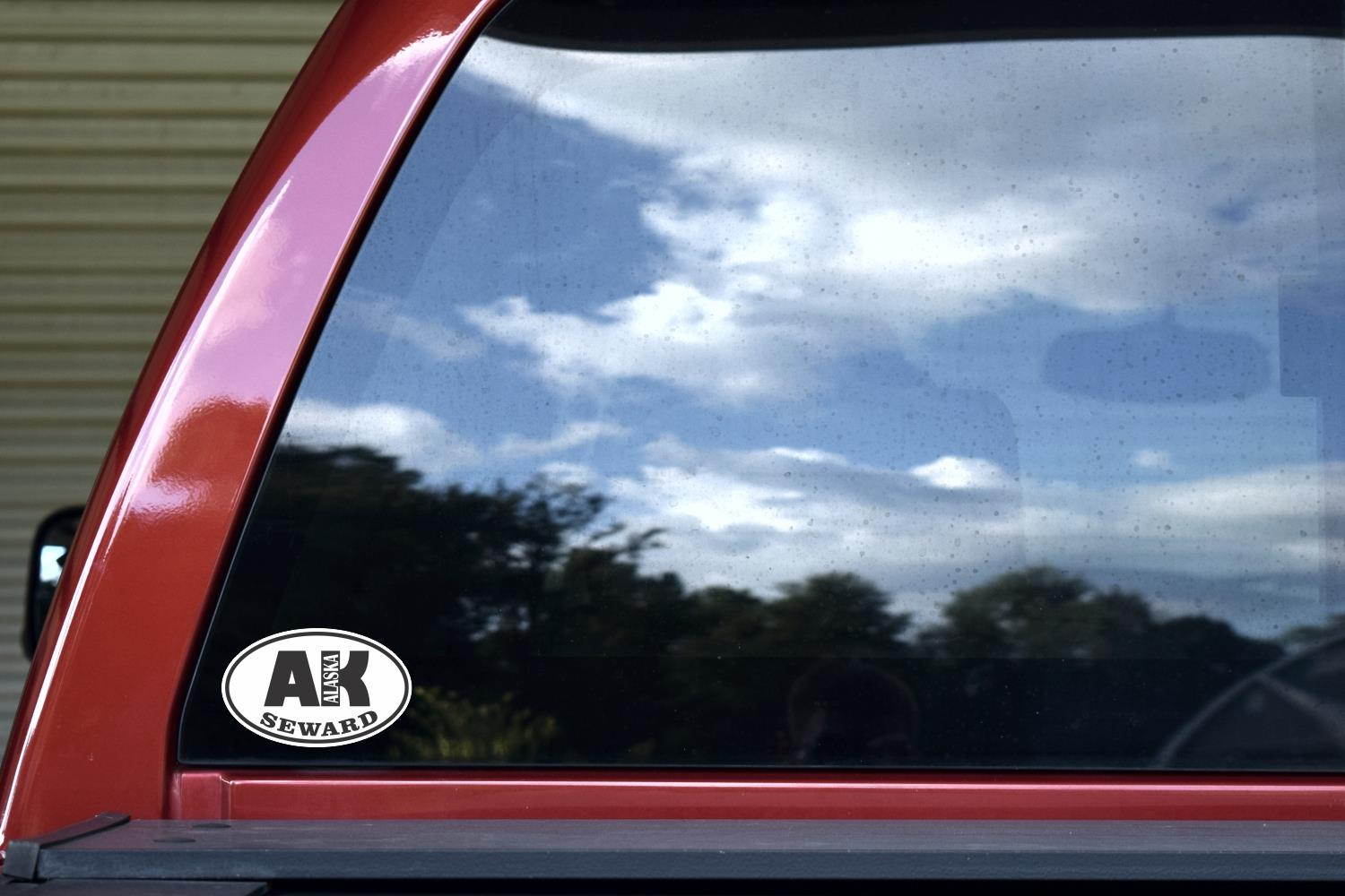 StickerTalk Oval AK Seward Alaska Vinyl Sticker, 4 inches by 2.5 inches