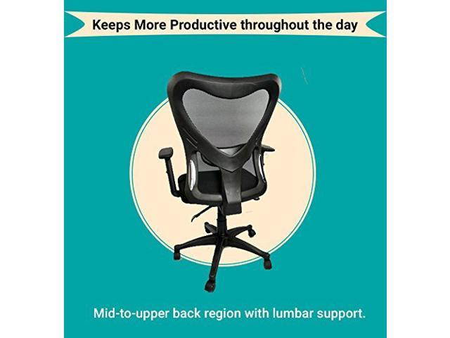Ergonomic Chelsea Comfortable Executive Office Chair with Adjustable Height Seat, Built-In Lumbar Support, Tilt Lock Mechanism, Lumbar Posture Support, Durable Mesh - BLACK COLOR