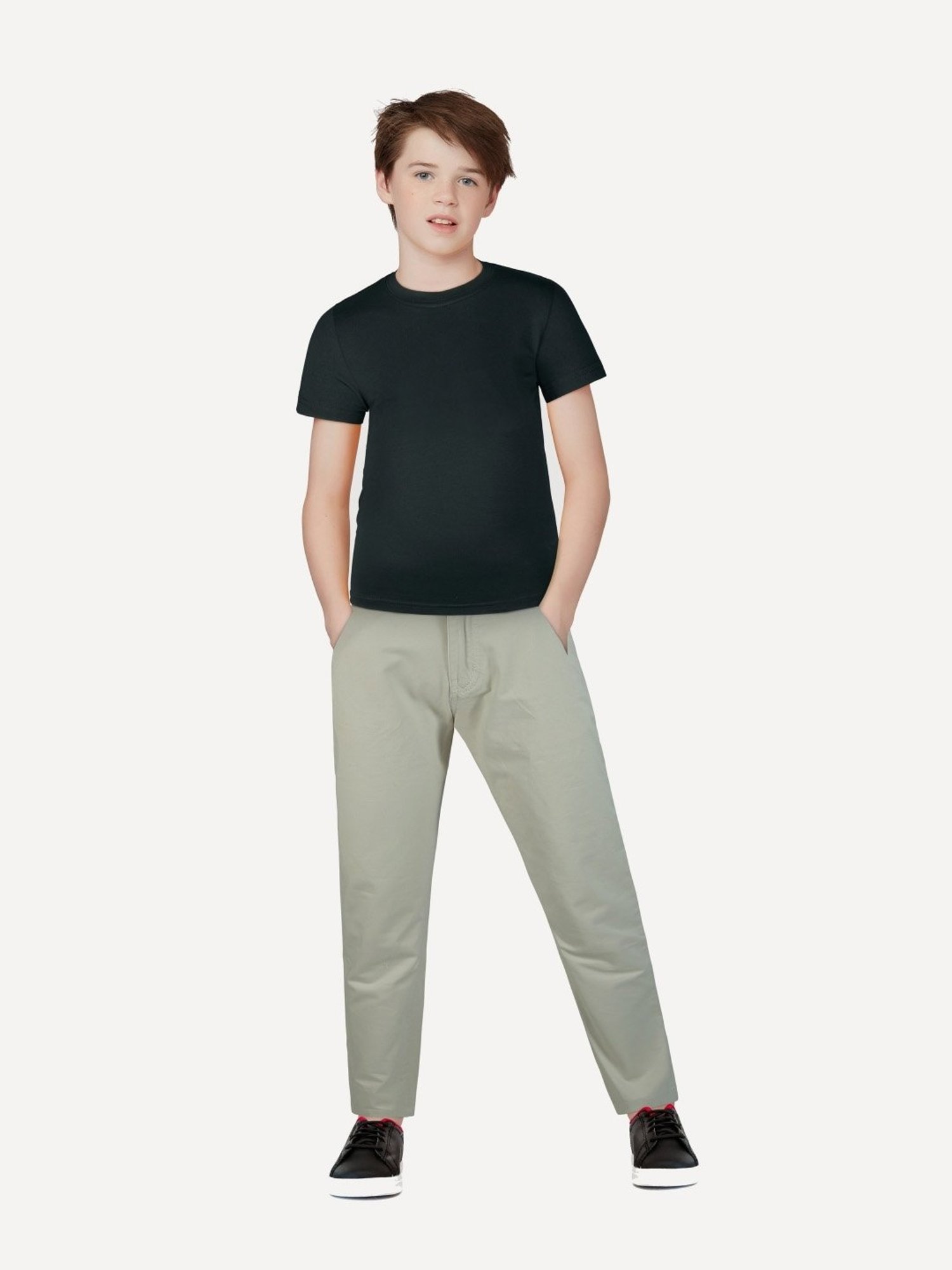 Palm Tree Boys White Cotton Regular Fit Trousers