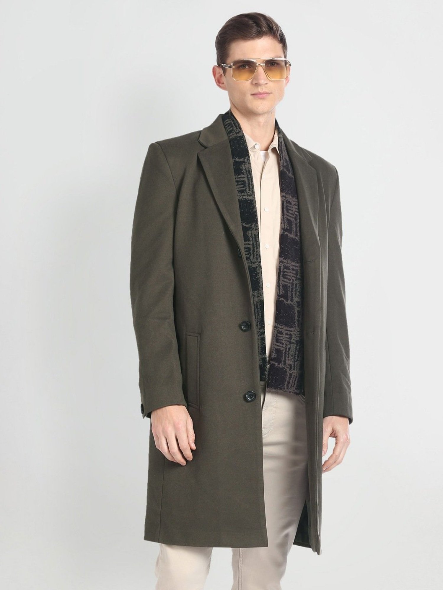 Arrow Sport Olive Regular Fit Overcoat