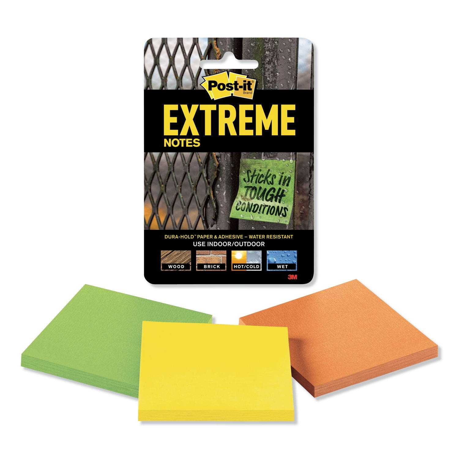 Post-it Extreme Notes, 3"x3", Multicolor, Self-adhesive, 135 / Pack