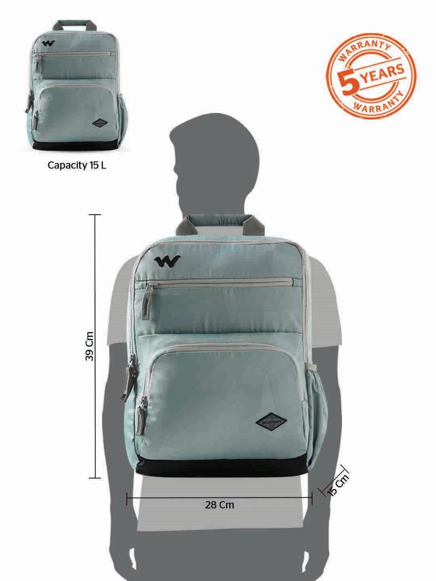 Wildcraft Evo 15 Grey Backpack