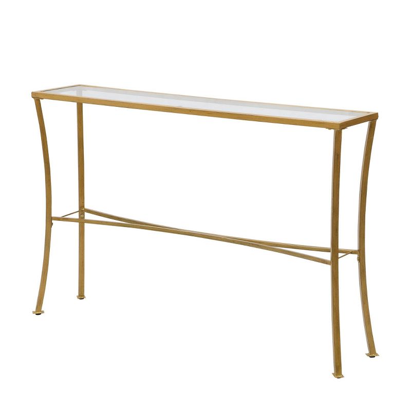 Palin Glass Top Console Table Antique Gold - Carolina Chair & Table