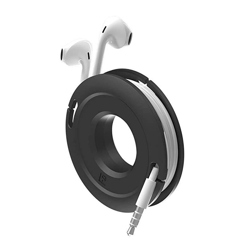 Winder Mini and Max Headphone and Cable Winder and Organizer Perfect for Wrapping Earbuds and Cords for Travel and Organization Mini Black