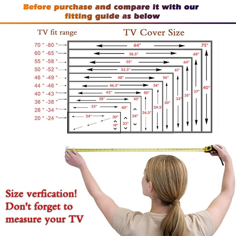 Outdoor TV Cover Waterproof,Weatherproof, Dust-Proof TV Cover with Scratch Resistant Interior to Protect Flat Screen TVs - Fits Most TV Mounts,Stands, Carts by  (46"-49")