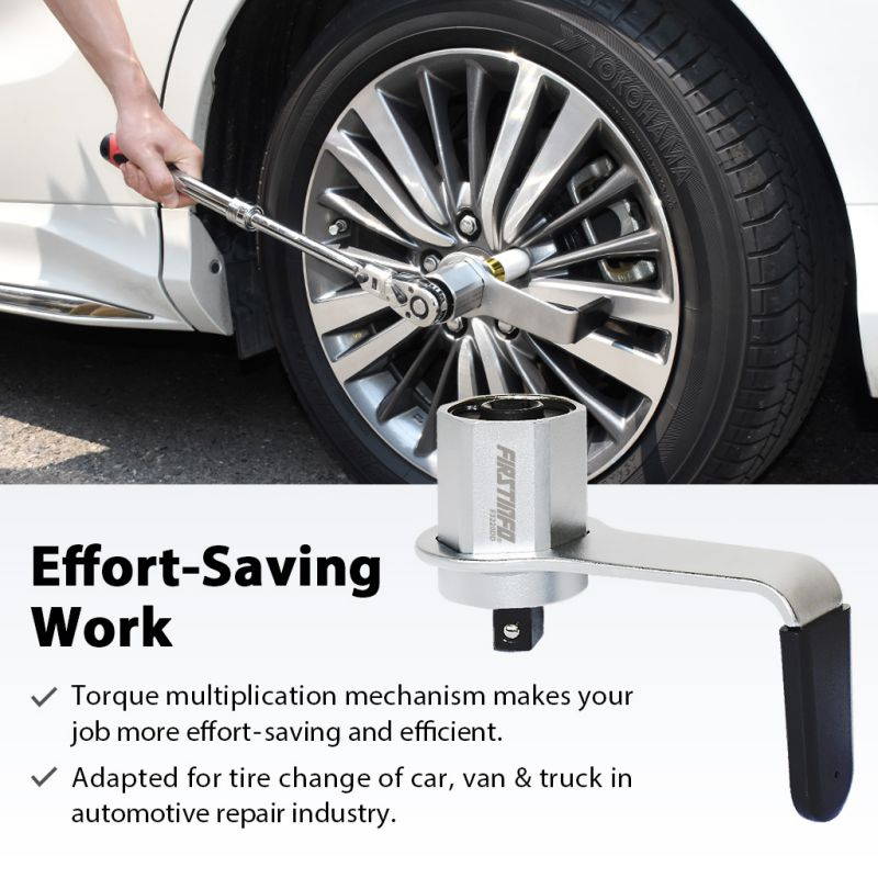 FIRSTINFO 600 N.m. Manual Torque Multiplier 3.4:1 Wrench 1/2 inch Drive ( Male ) to 1/2 inch Drive ( Female ) Adaptor Max. 600 Nm Lug Nut / Labor Saving Tool