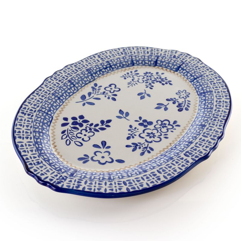 Meritage Botany 14.5 Inch Oval Stoneware Serving Platter