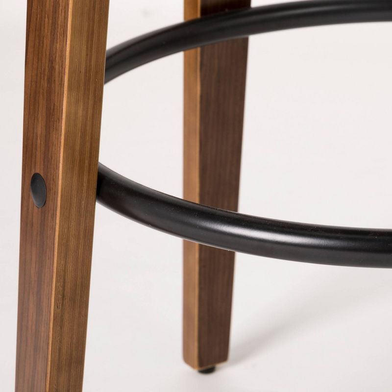 Set of 2 Mid-Century Modern Walnut Swivel Barstools Gray - Glitzhome