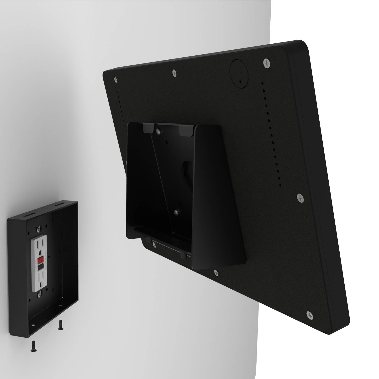 VidaMount Black Enclosure and Fixed Tilted 15&deg; Wall Mount [Bundle] compatible with Microsoft Surface Pro 7+, Pro 7, Pro 6, Pro 5, Pro 4