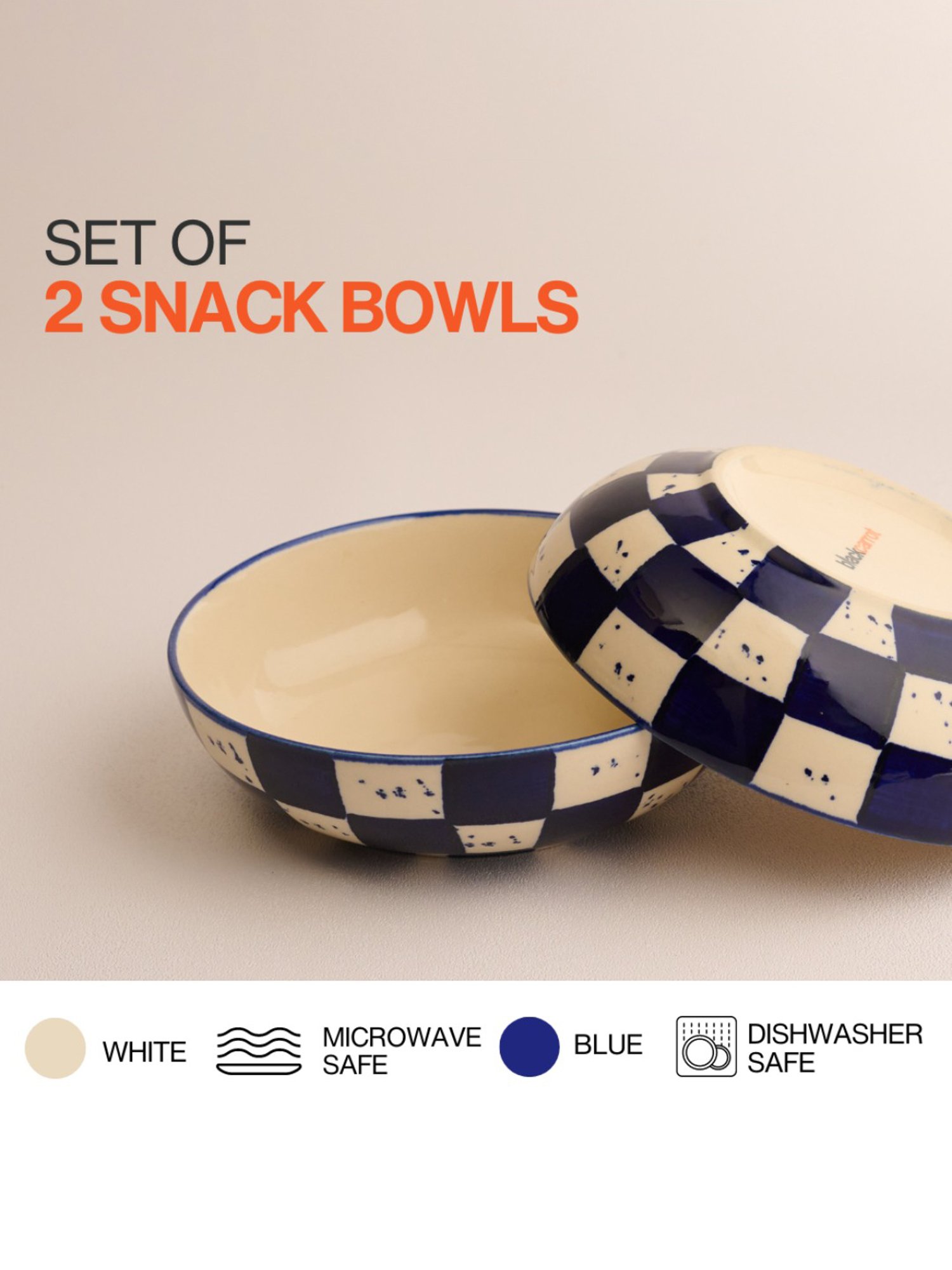 BlackCarrot Blue & White Ceramic Snack Bowls Set of 2