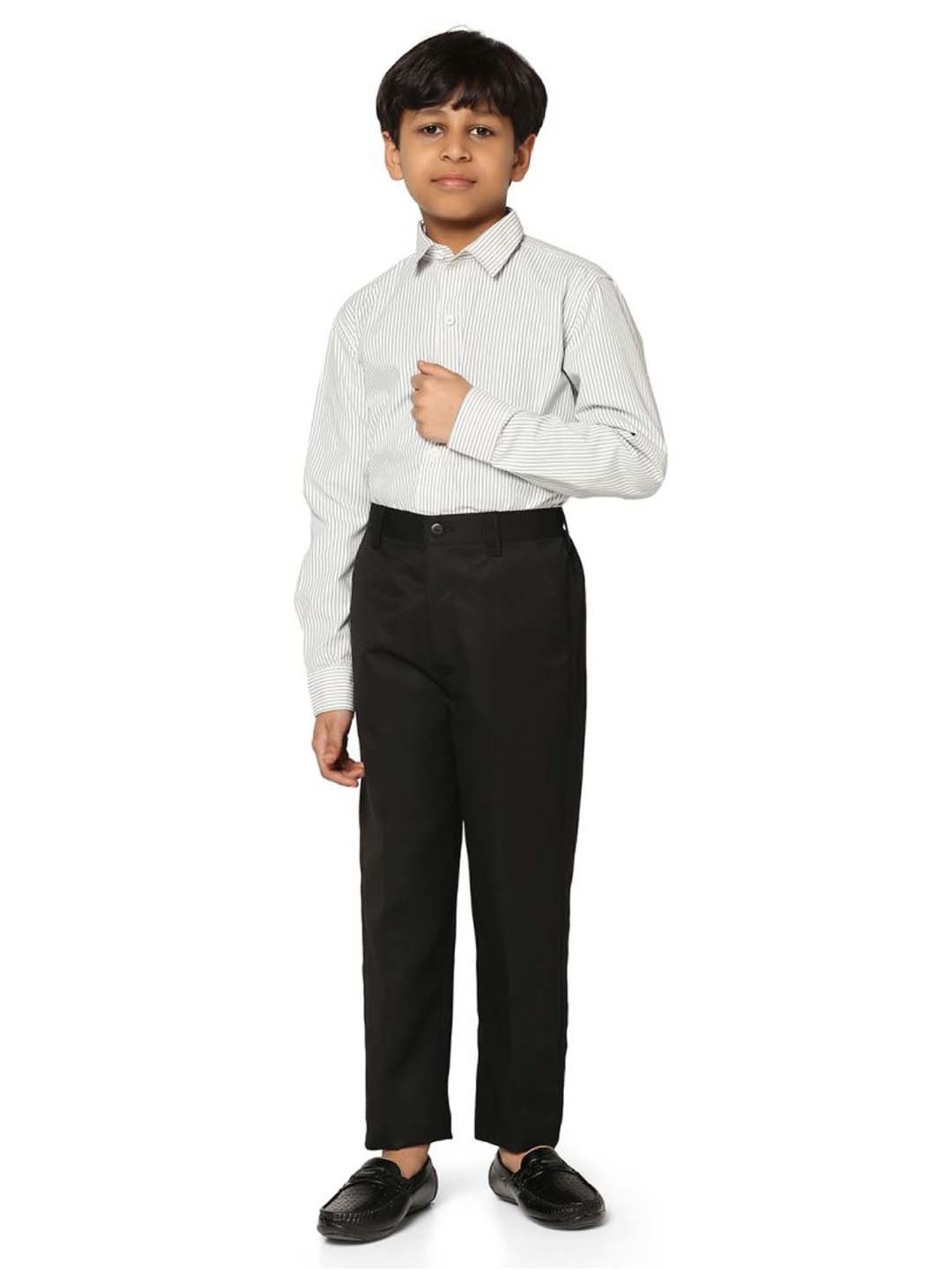 TAHVO Boys Black Slim Fit Trousers