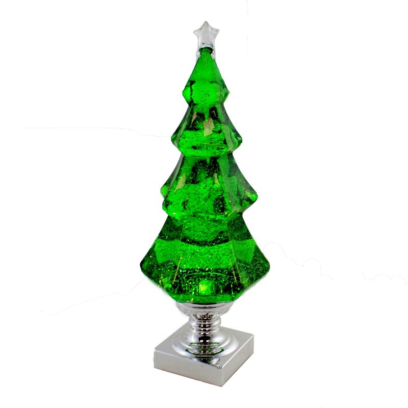 Christmas 13.75" Led Green Swirl Tree Silver Base  -  Decorative Figurines