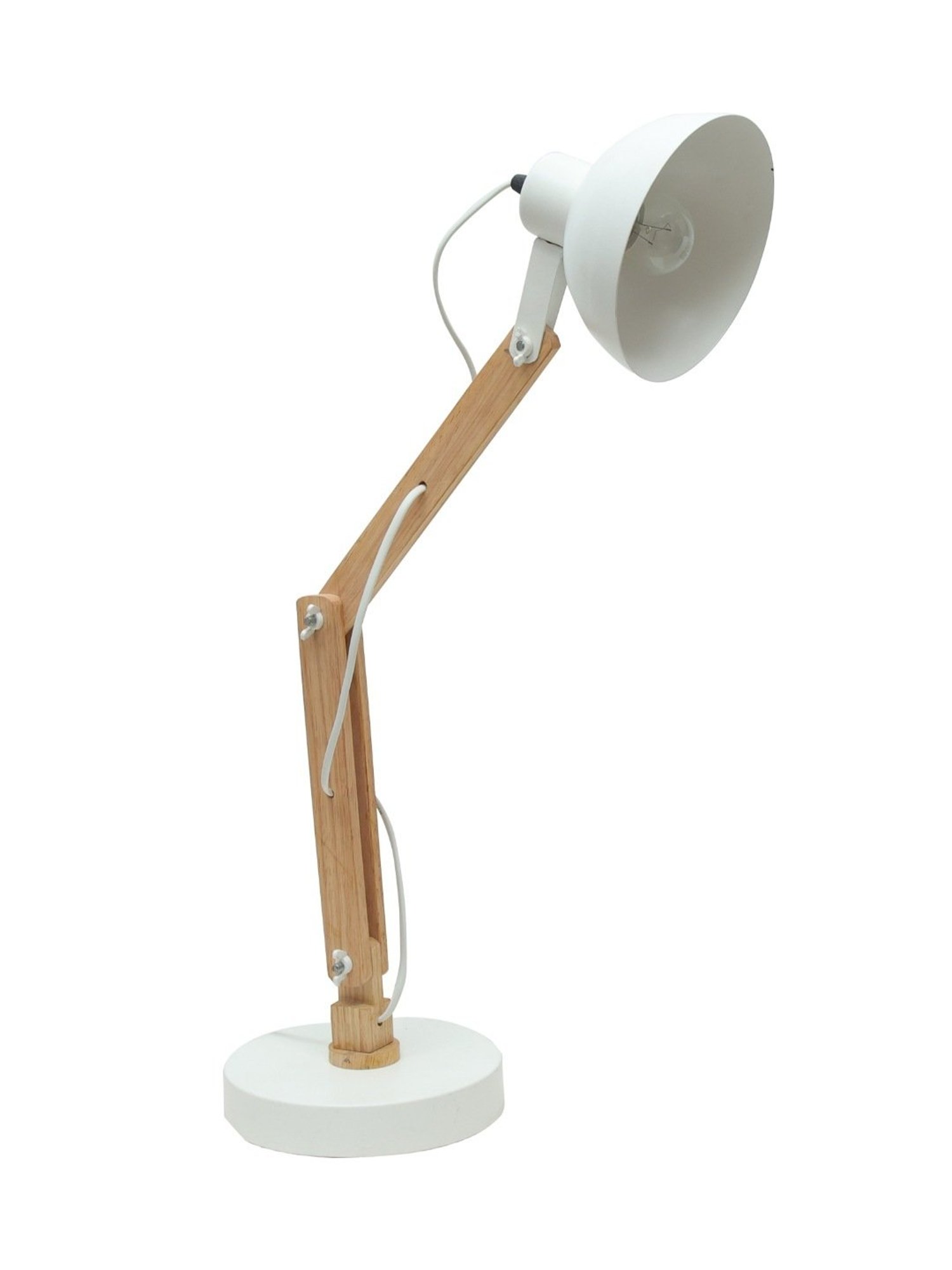 Homesake White Wood Swing Arm Desk Lamp (Bulb not included)