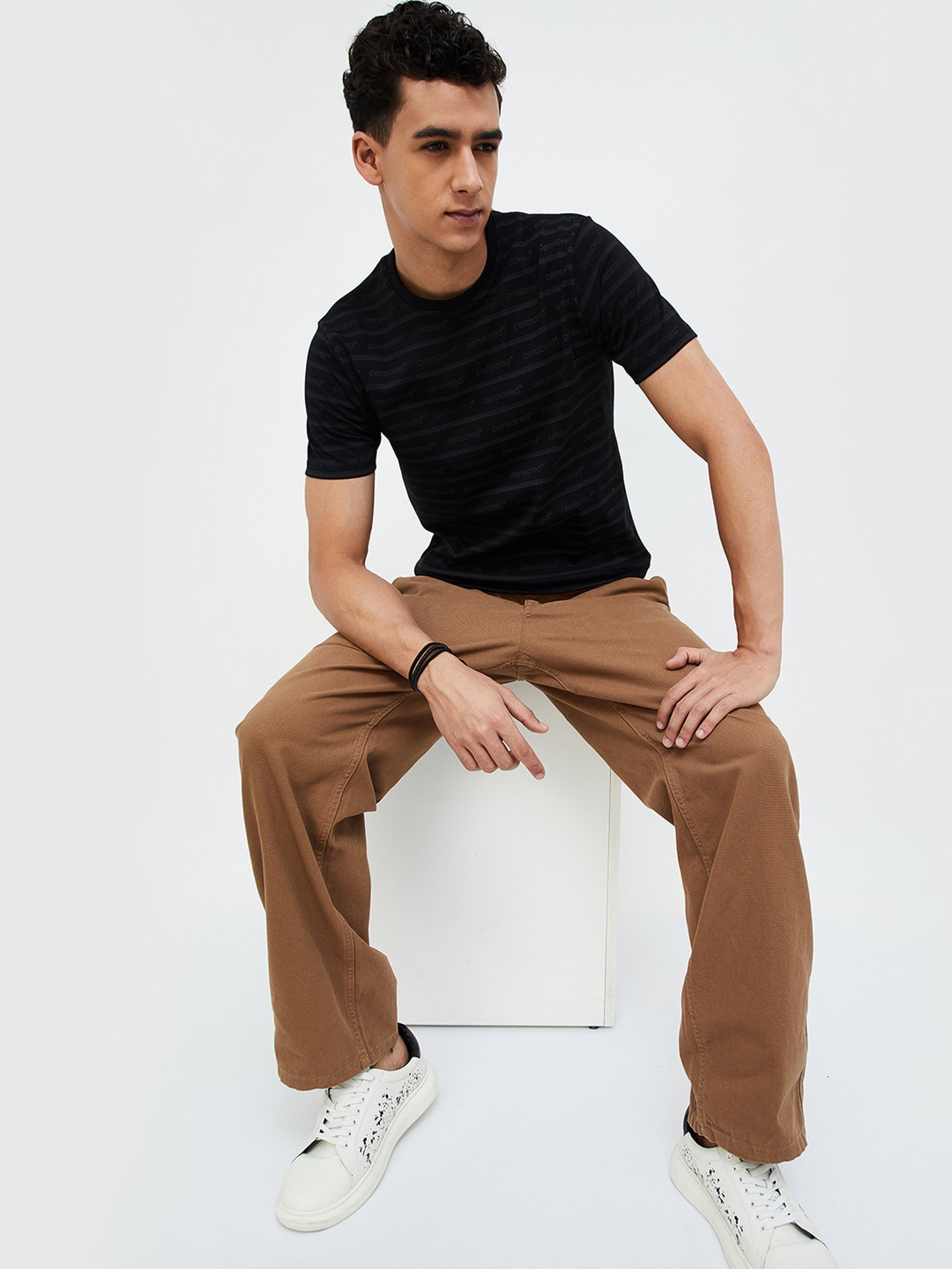 Forca by Lifestyle Black Regular Fit T-Shirt