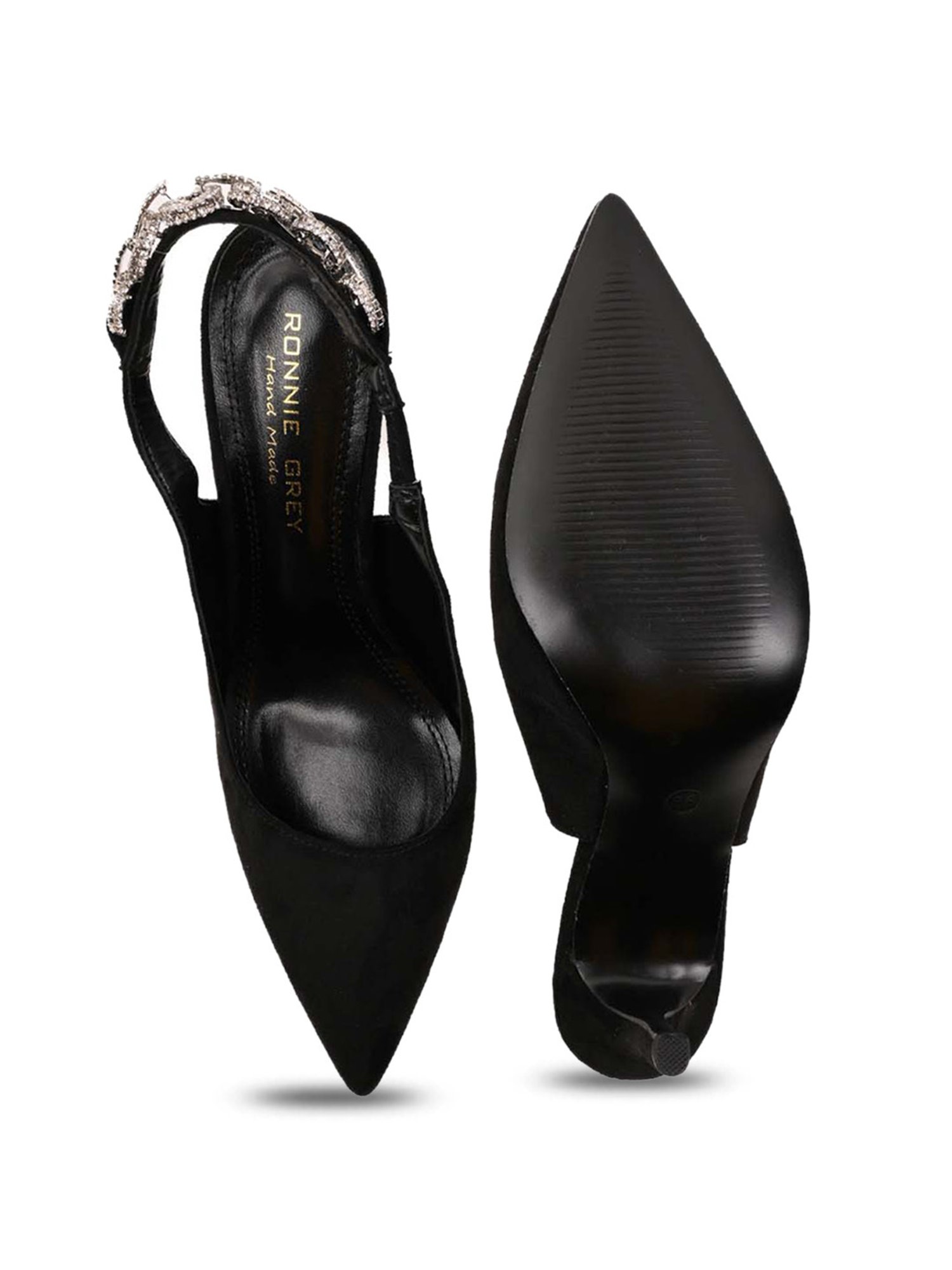 Ronnie Grey Women's Black Sling Back Stilettos