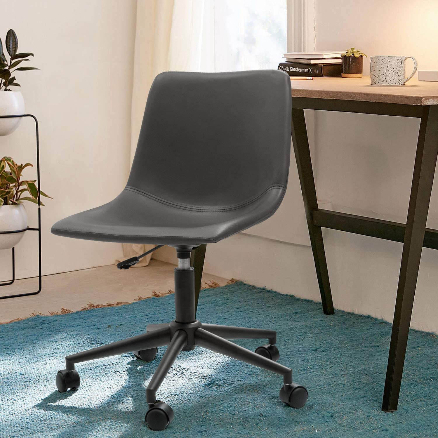 Global Leather Task Chair, Black (8993BK450/550) 